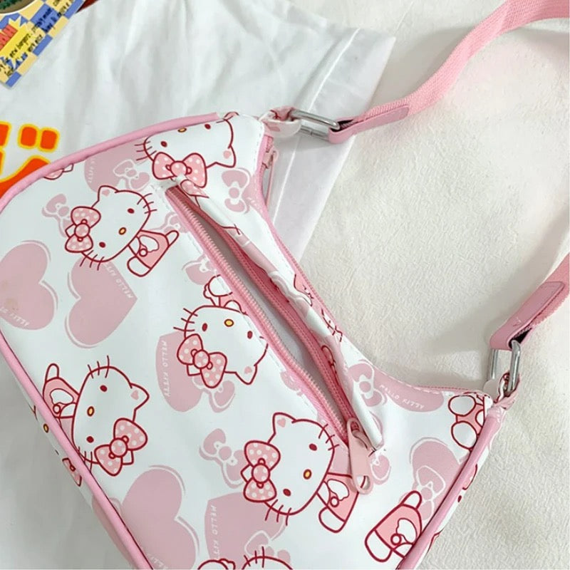 HK PINK AND WHITE HEART HANDBAG