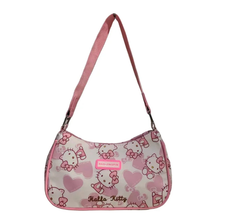 HK PINK AND WHITE HEART HANDBAG