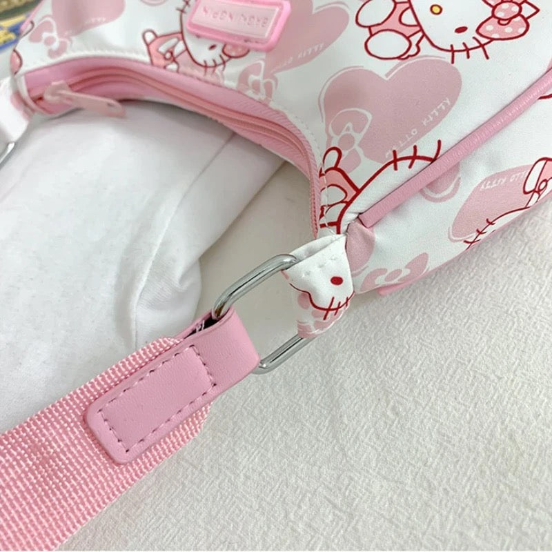 HK PINK AND WHITE HEART HANDBAG