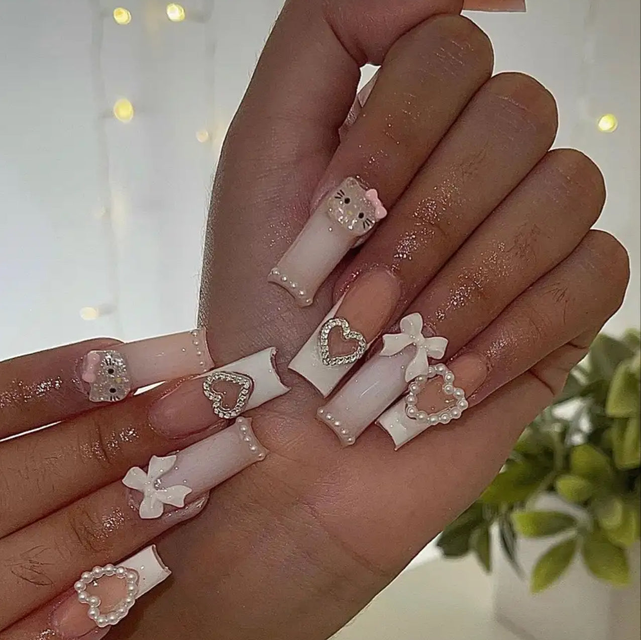 WHITE FRENCH TIP HK PEARLISED PRESS ON NAILS