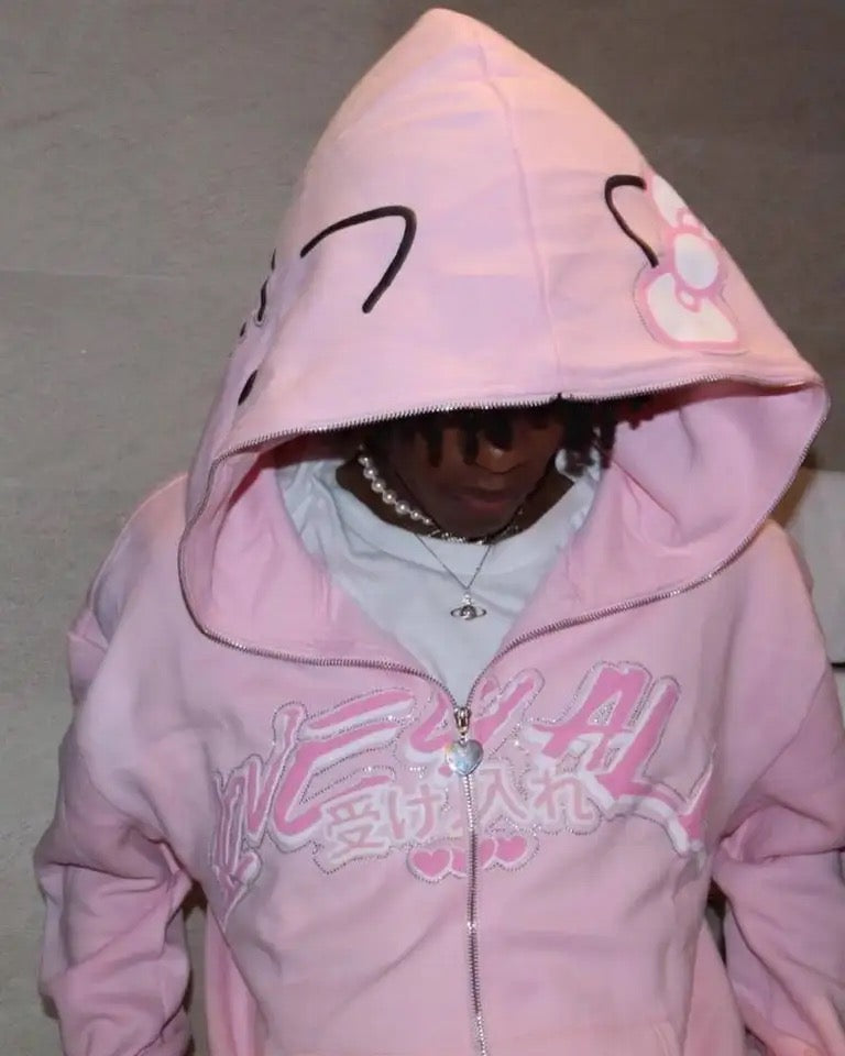 HK PINK ZIP UP HOODIE