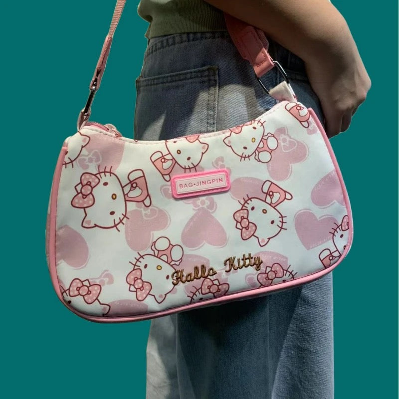 HK PINK AND WHITE HEART HANDBAG