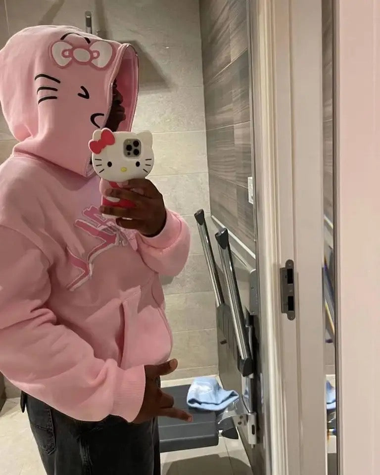 HK PINK ZIP UP HOODIE