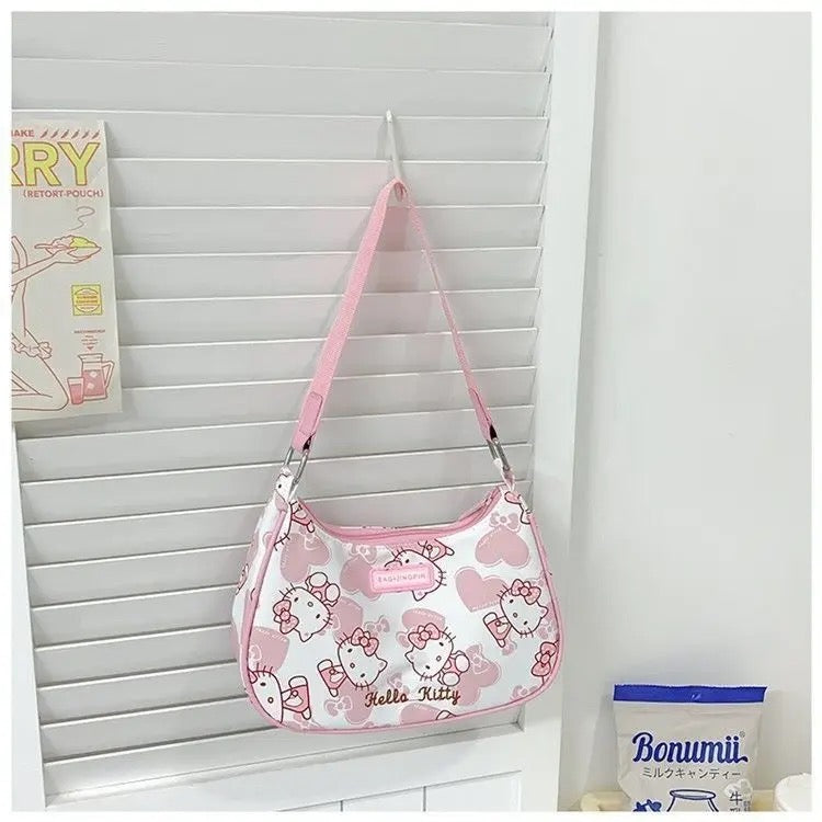 HK PINK AND WHITE HEART HANDBAG