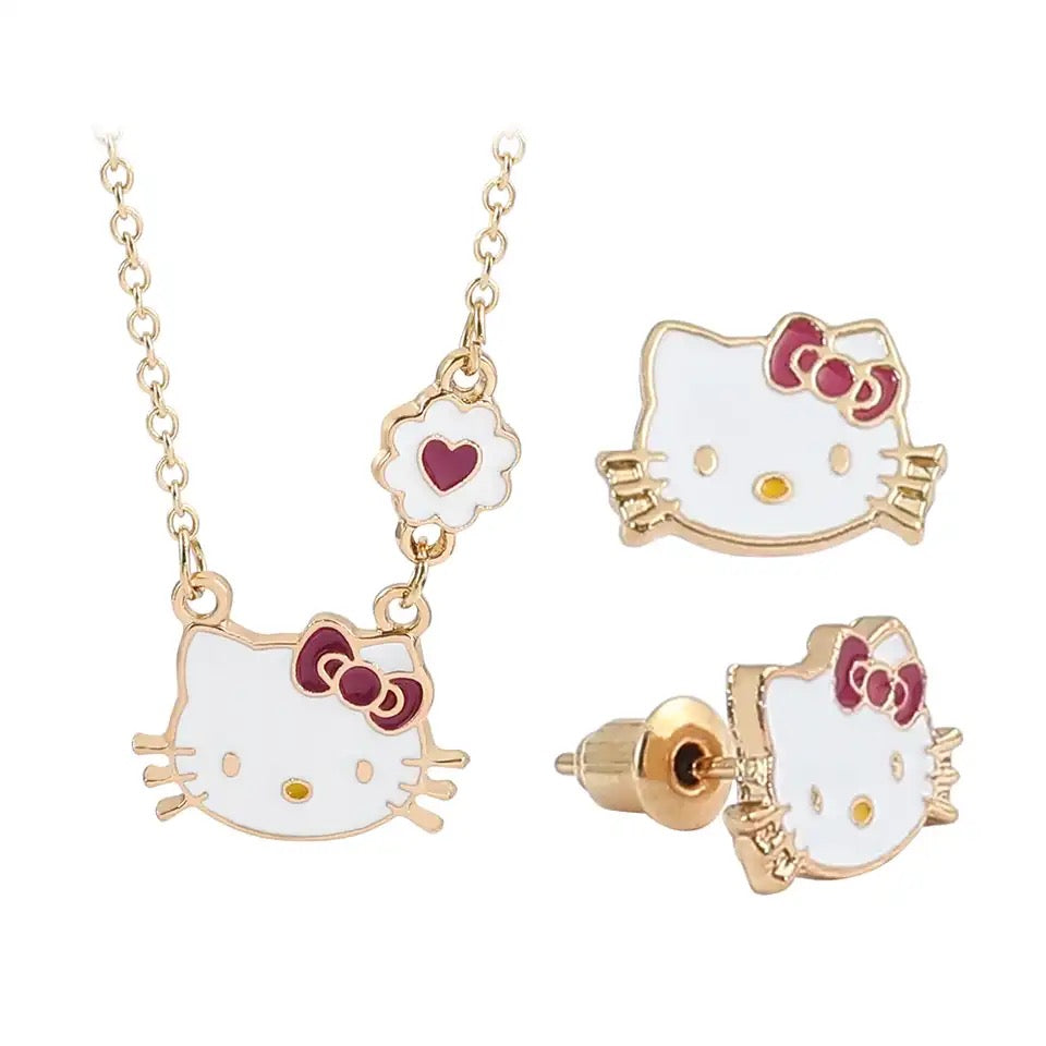 HK GOLD NECKLACE AND EARRING SET