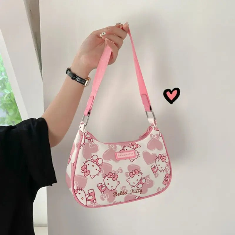 HK PINK AND WHITE HEART HANDBAG