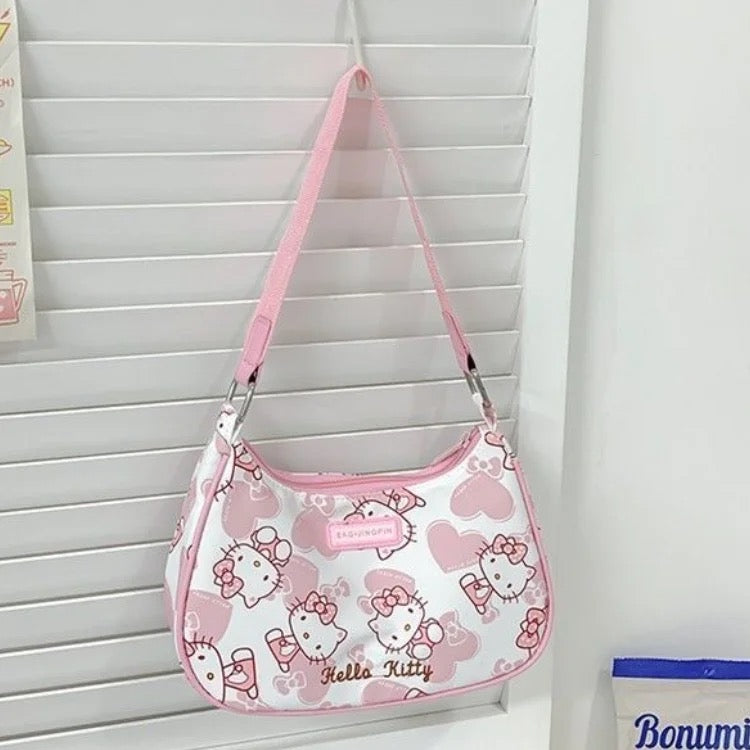 HK PINK AND WHITE HEART HANDBAG