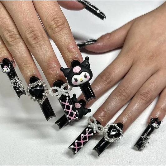 KUR BLACK CORSET PRESS ON NAILS